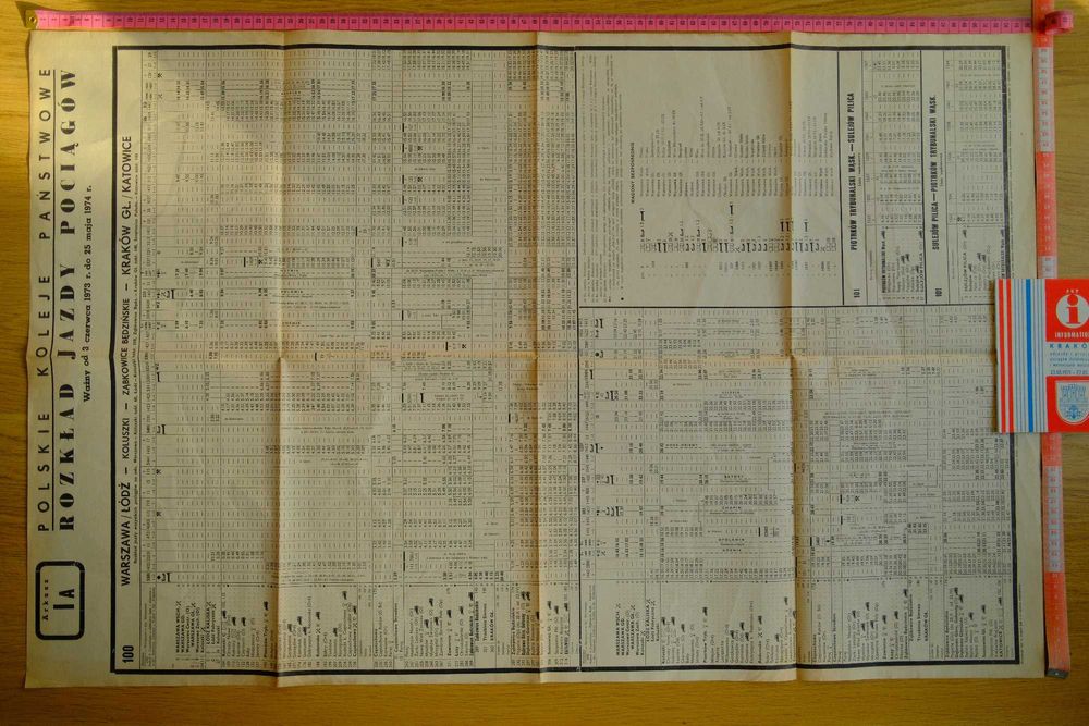 PKP - Rozkład Jazdy Pociągów - 1973r - Wwa - Kato - Piotrków Tryb WĄSK