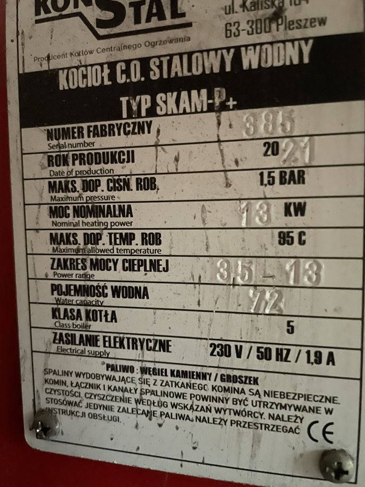 Piec na ekogroszek 13kW