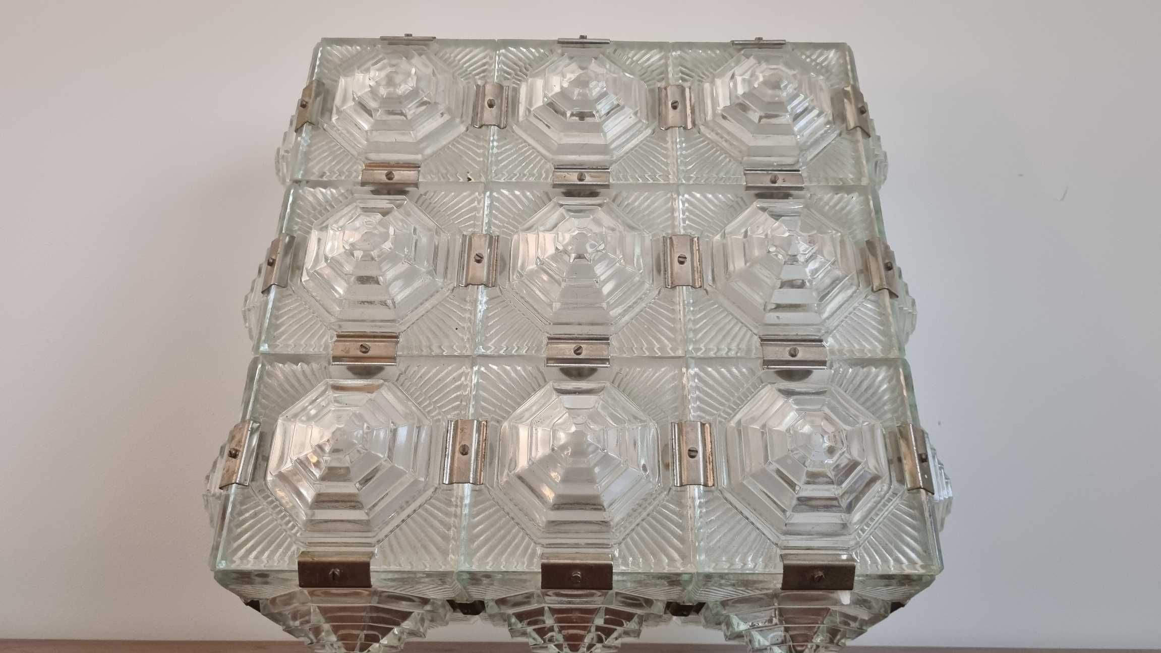 Brutalistyczna Lampa plafon Kamenicky Senov piramidy Design PRL Vintag