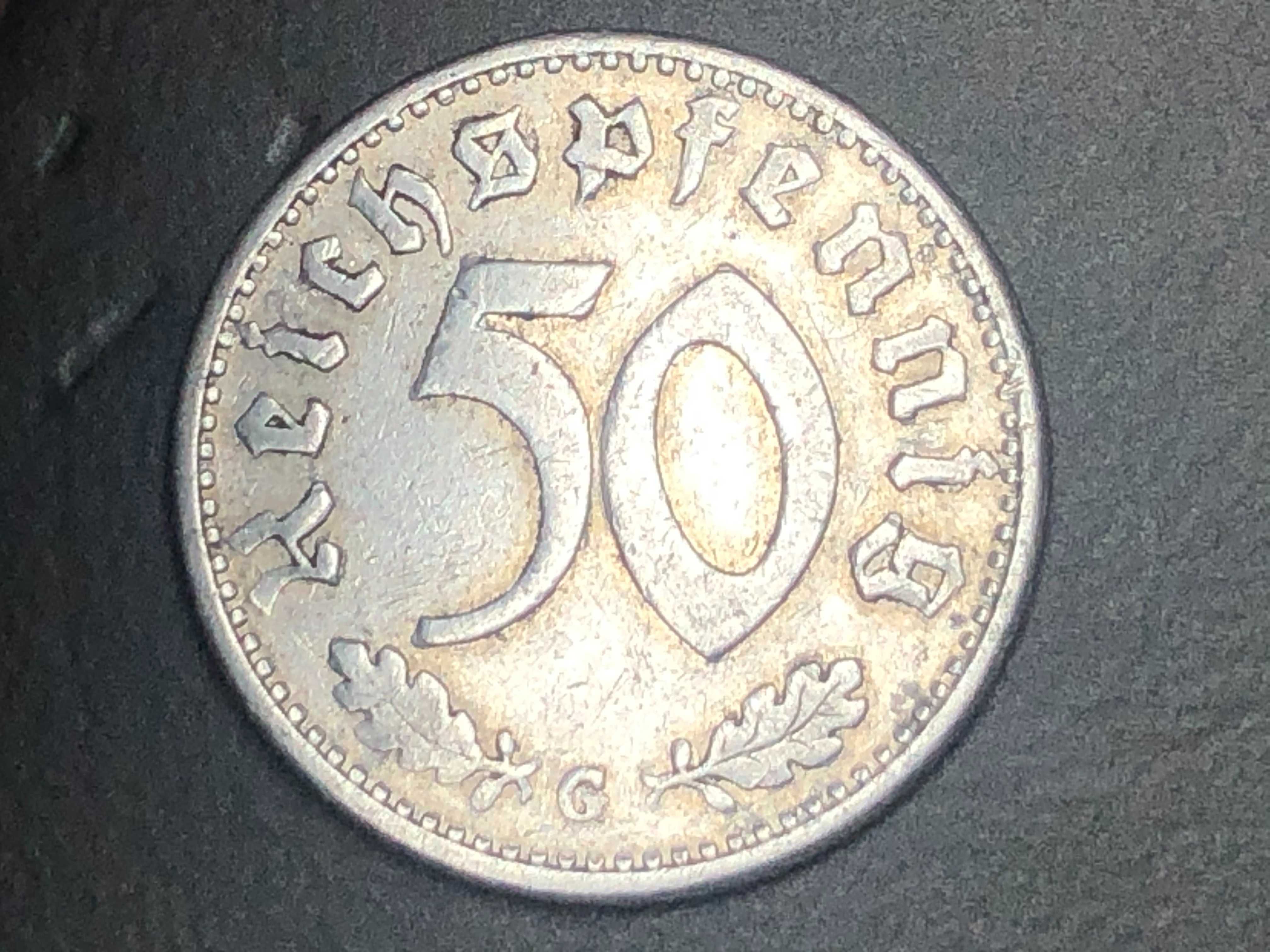 Alemanha 1935 - 50 Reichspfennig Letra G - Alumínio