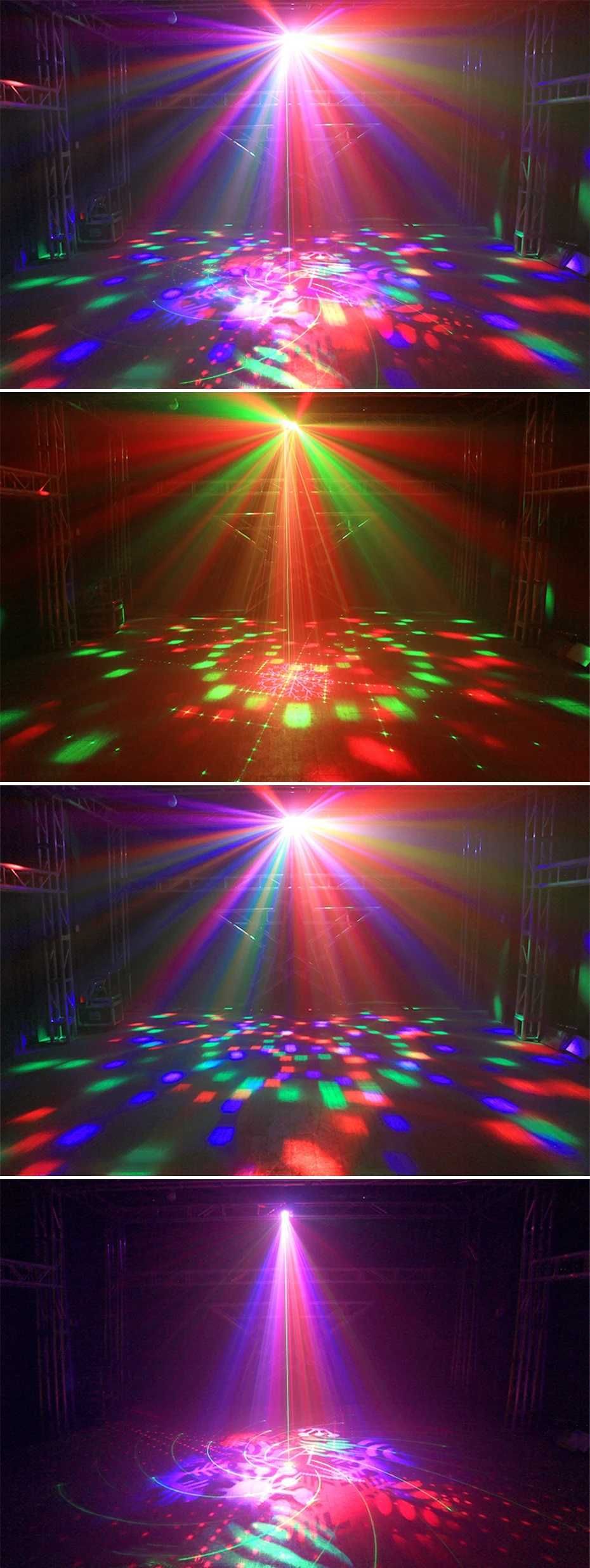 4-Efekty LED Kula Disco Laser Stroboskop Gobo Mix Wzorów i Kolorów DMX