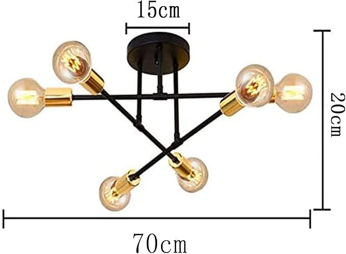 Żyrandol Retro Wenppran Metalowy Sputnik 6 lamp Czarny E27