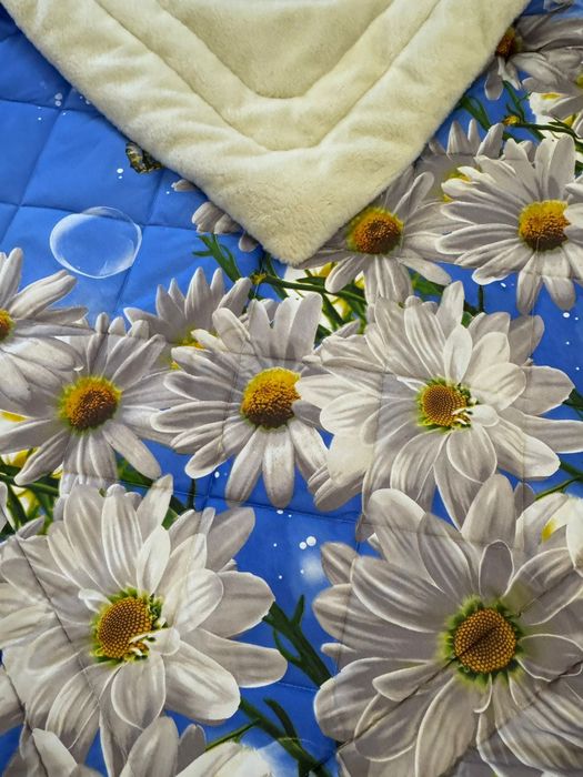 Одеяло плед полуторное на овчине тепла ковдра   двостороння 150*215