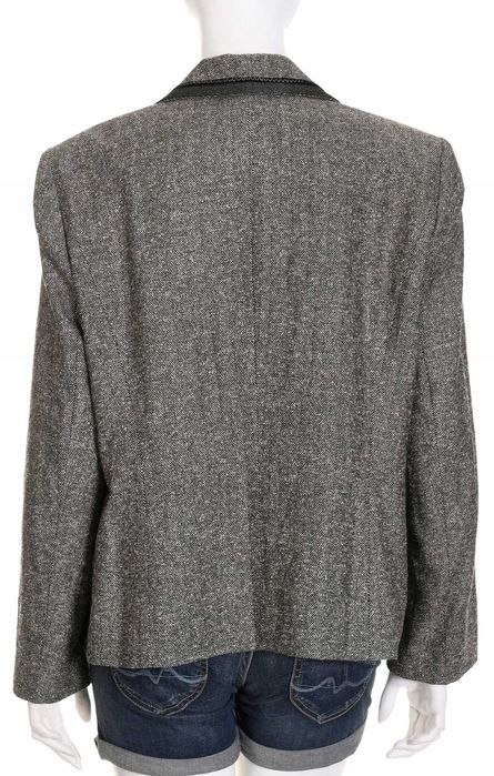 Gerry Weber brązowa marynarka damska w jodełkę żakiet 52% wełna 42 44