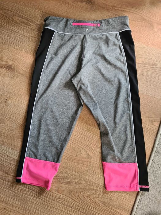 Getry 40/ L sportowe dsmskie szare z różowym z kieszonką Atmosphere