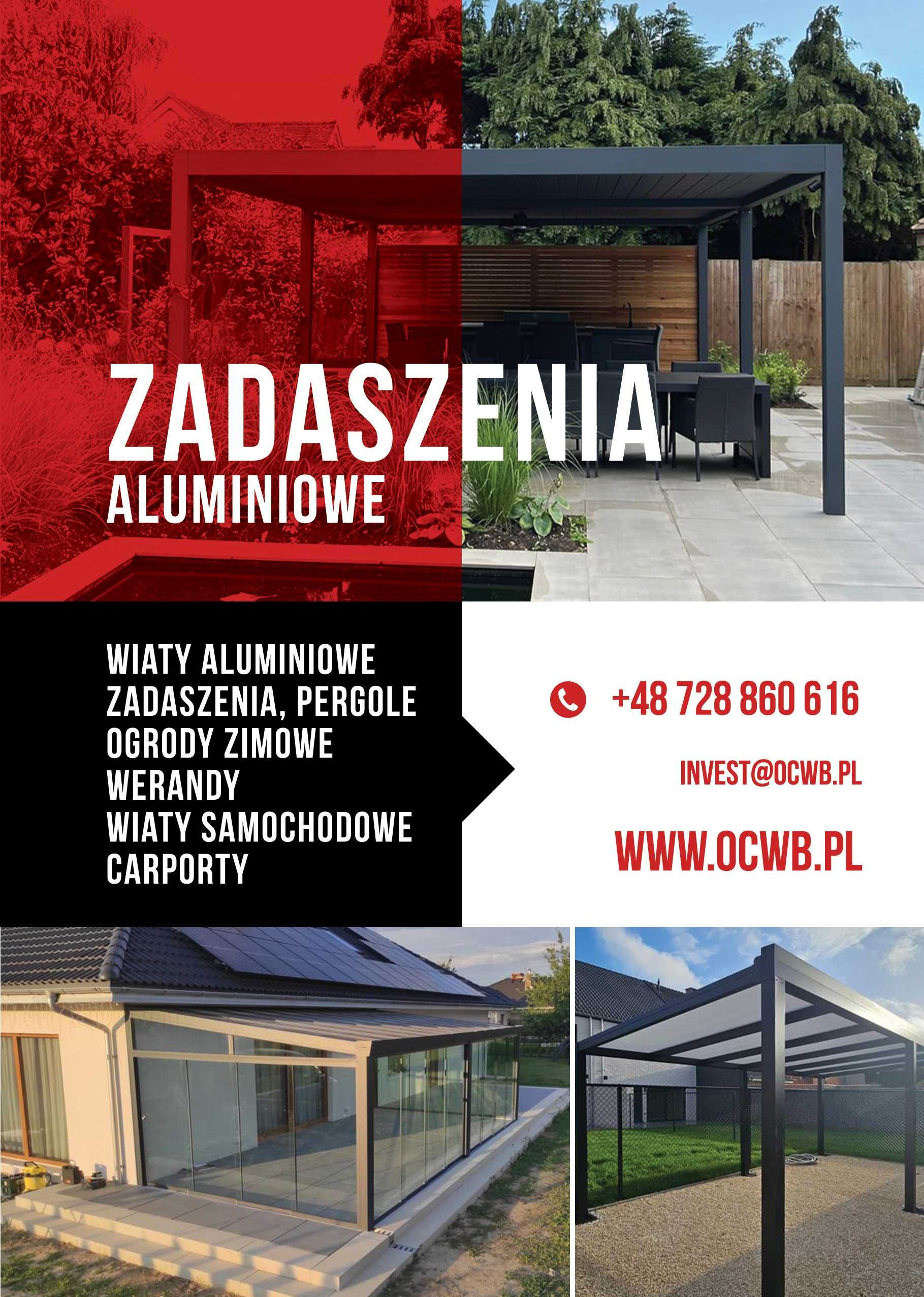 Zadaszenia tarasów, wiaty aluminiowe, carporty, ogrody zimowe, pergole