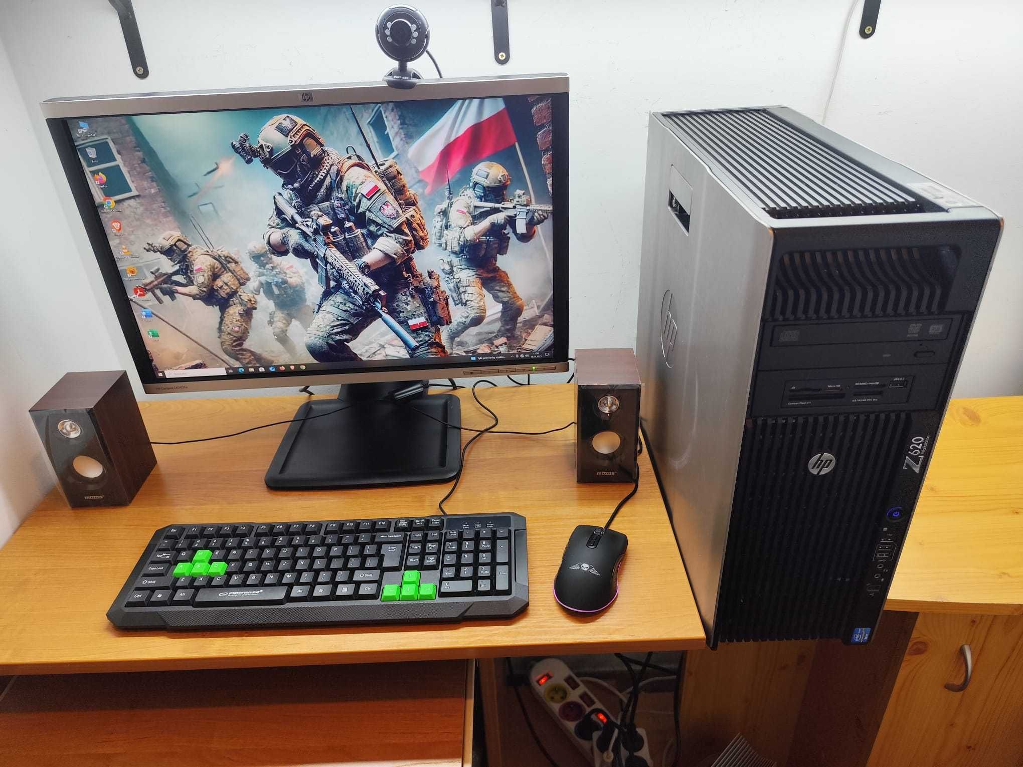 Komputer gamingowy.HP Z620.8rdzeni,128GB RAM+RX580 8GB+monitor+akces