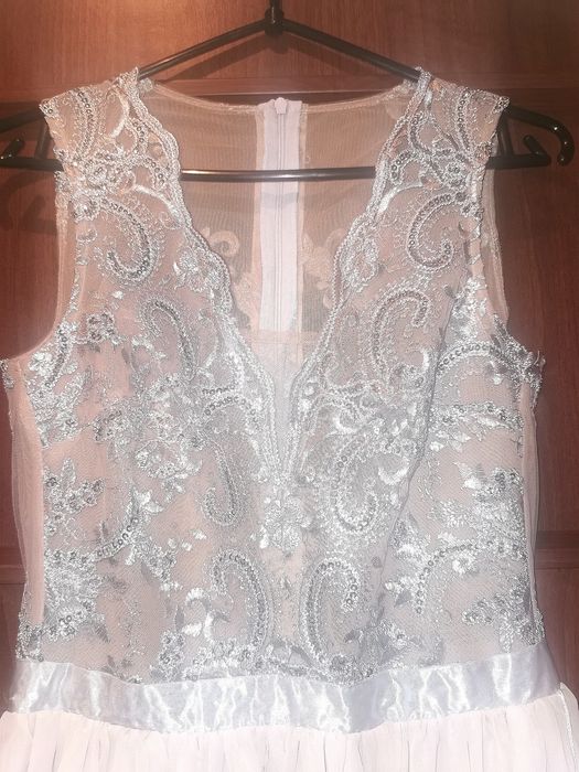 Nowa, długa sukienka wieczorowa nude Loola Crystal S