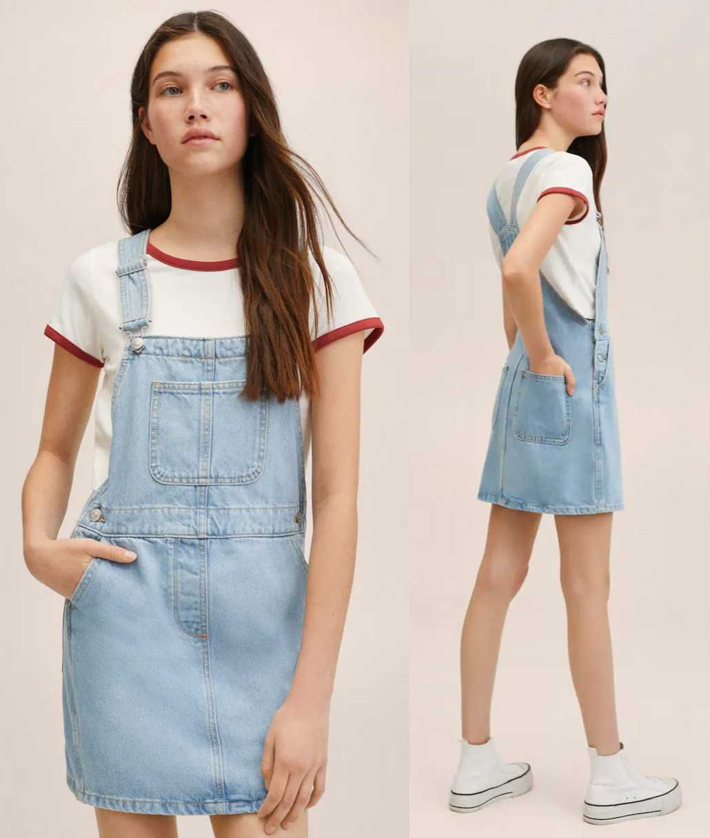 Mango Teen sukienka ogrodniczka jeans dżinsowa 10 lat