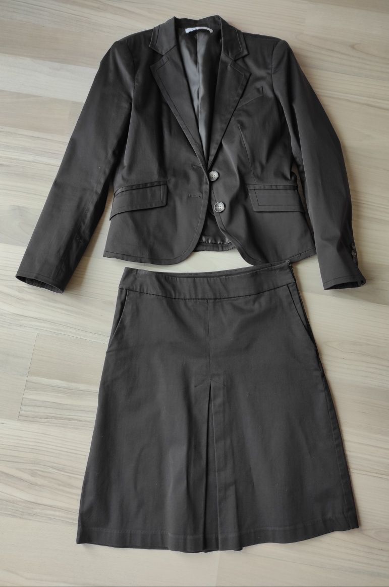 Garsonka, marynarka i spódnica Zara Basic, M-L, brąz, stan Bdb