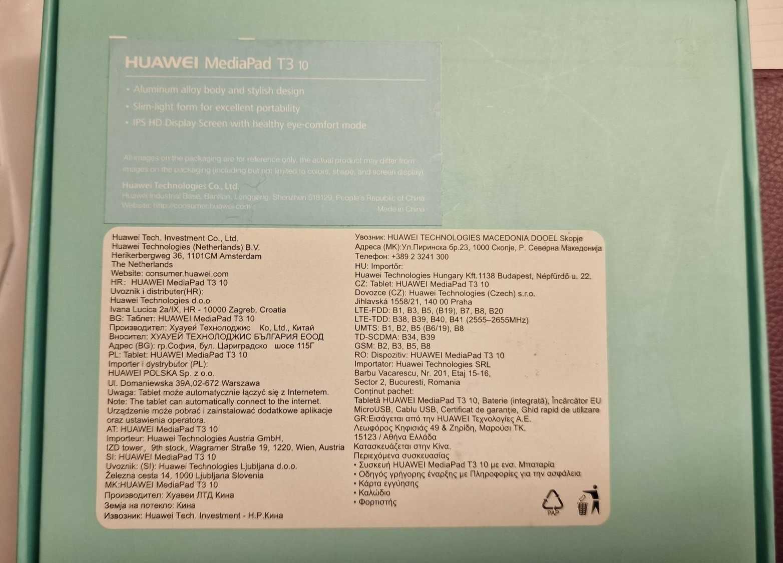 Huawei MediaPad T3 10, LTE sim, GPS, BT, WiFi, 32/2 GB, EMUI 8 + etui