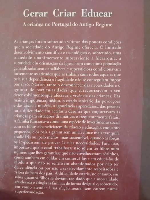 Gerar, Criar Educar ,a Criança no Portugal do Antigo Regime