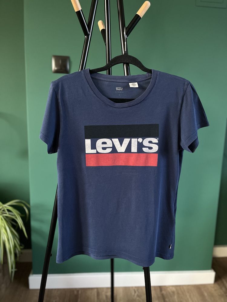 Bluzka t-shirt Levis granat bawełna cotton