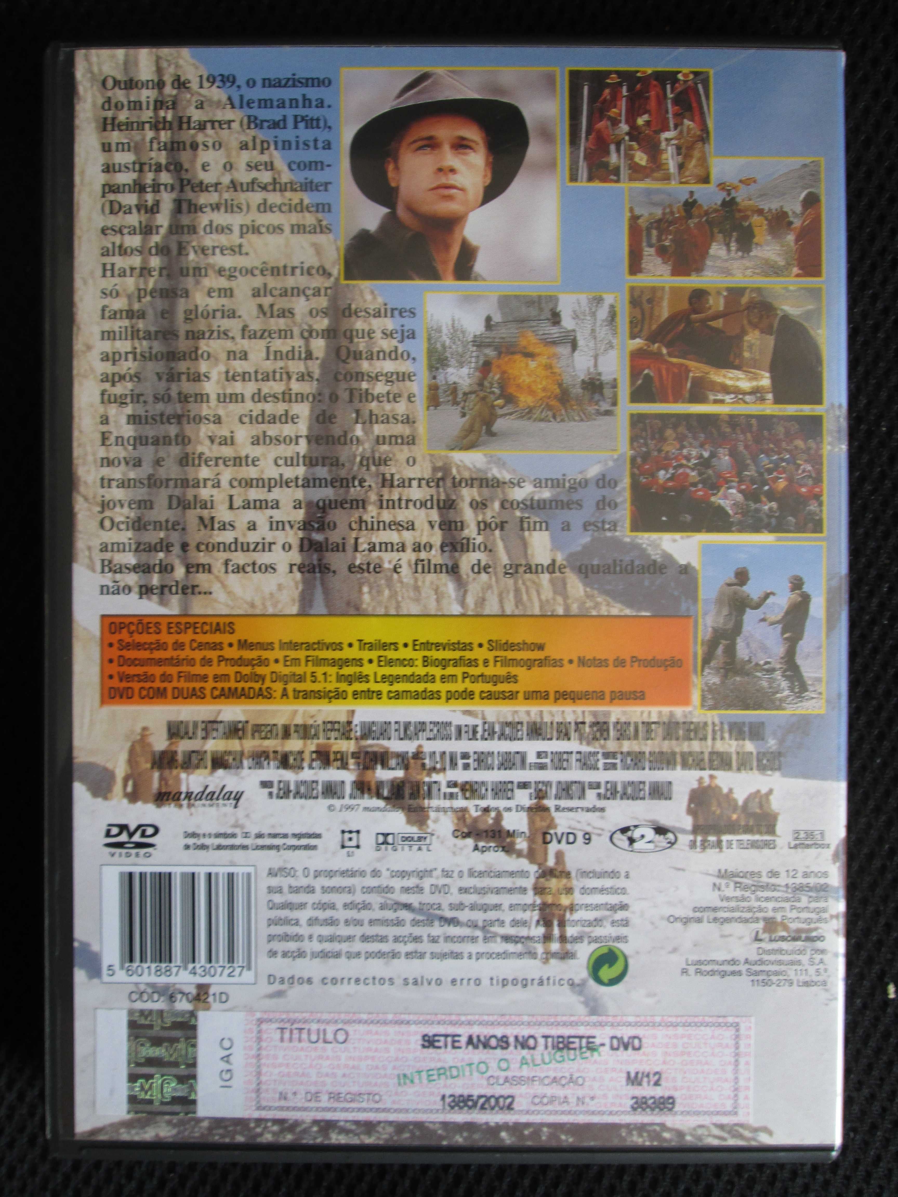 DVD Sete Anos no Tibete, de Jean-Jacques Annaud, com Brad Pitt