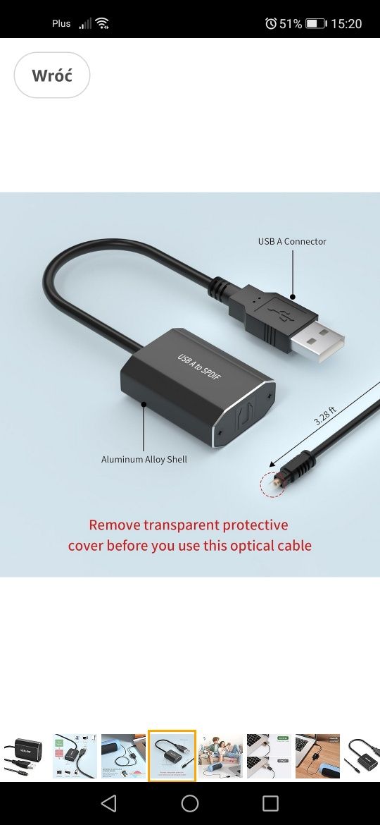 Adapter USB A do SPDIF Toslink – DAC stereo, nowy