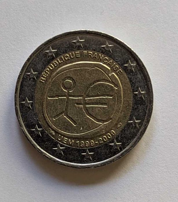 Moeda 2€ França 2009 União Económica e Monetária e Nascimento do Euro