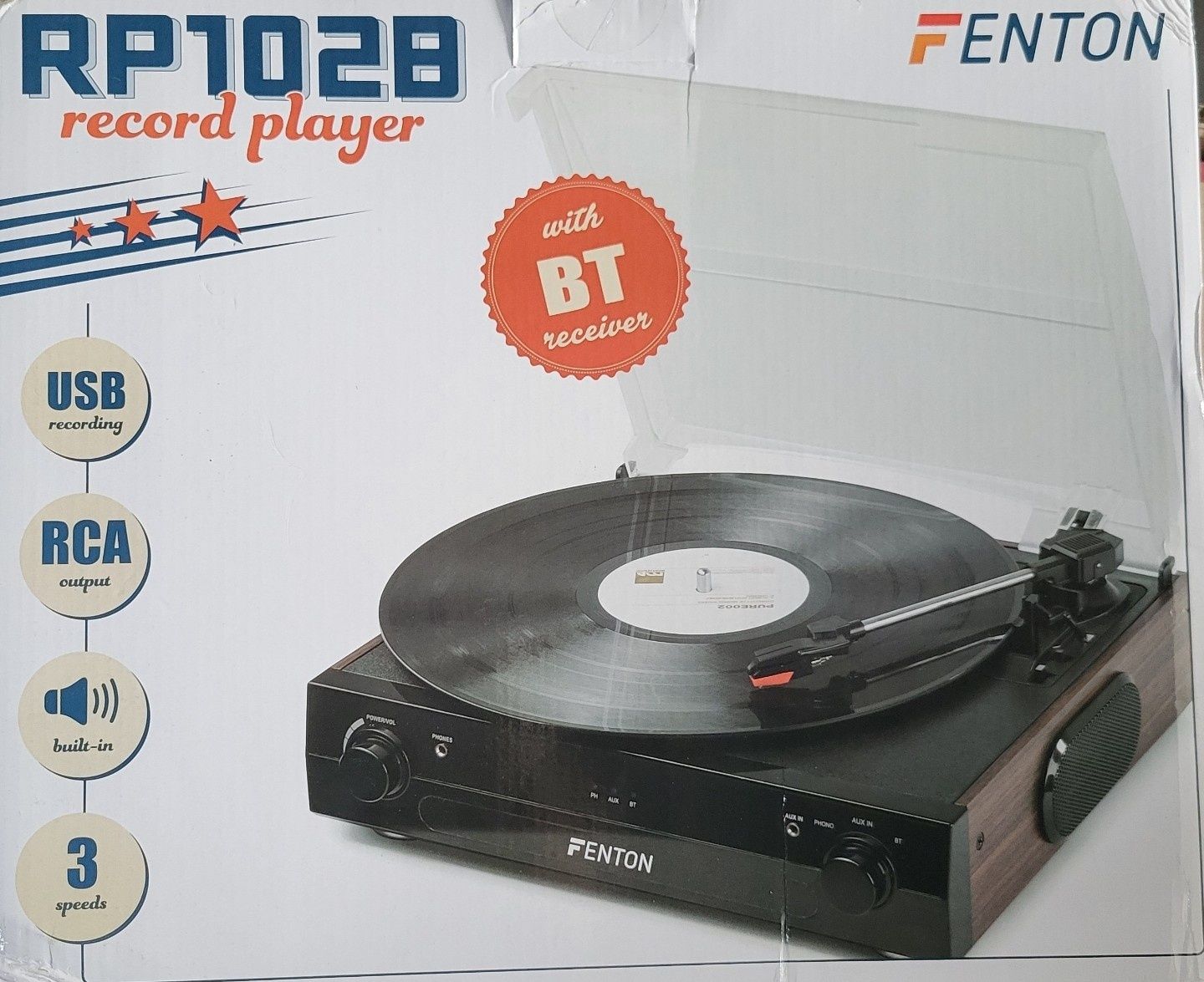 Gramofon NOWY. Fenton RP102B. bluetooth MP3.