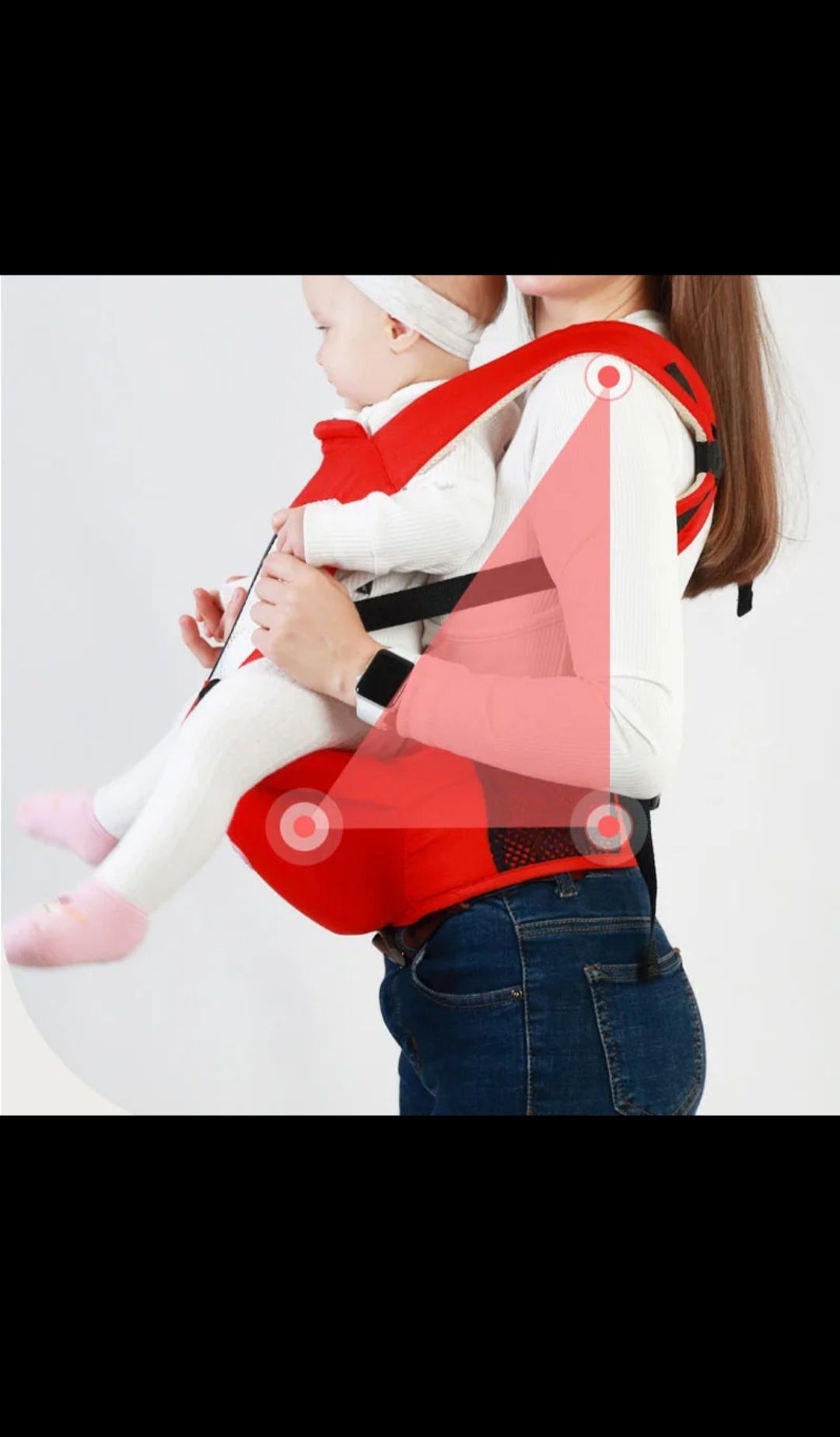 Marsúpio azul ou rosa para transporte de bebé e criança