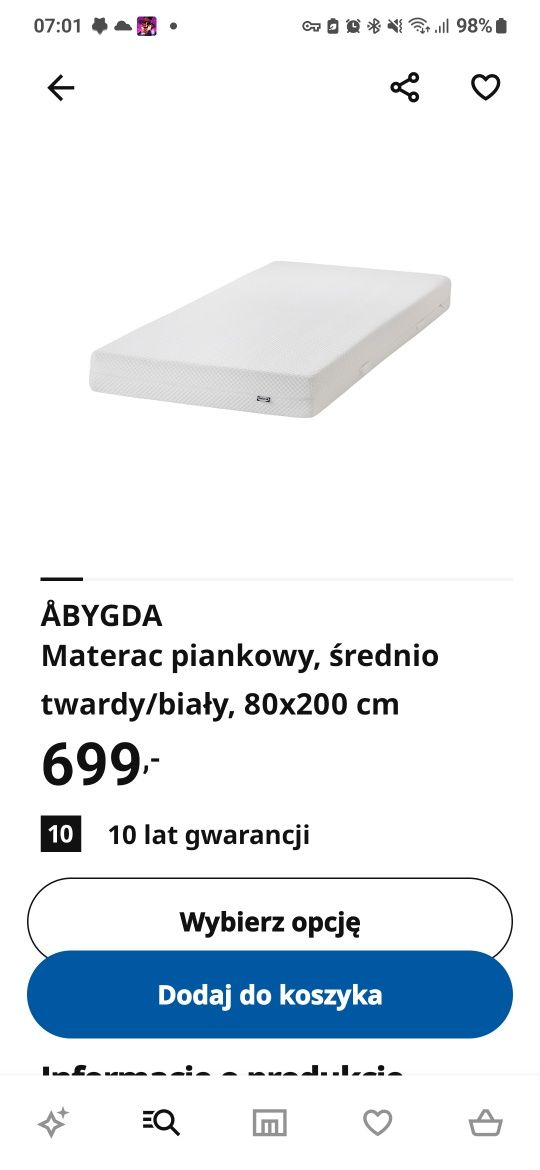 Dwa materace Ikea - stan idealny