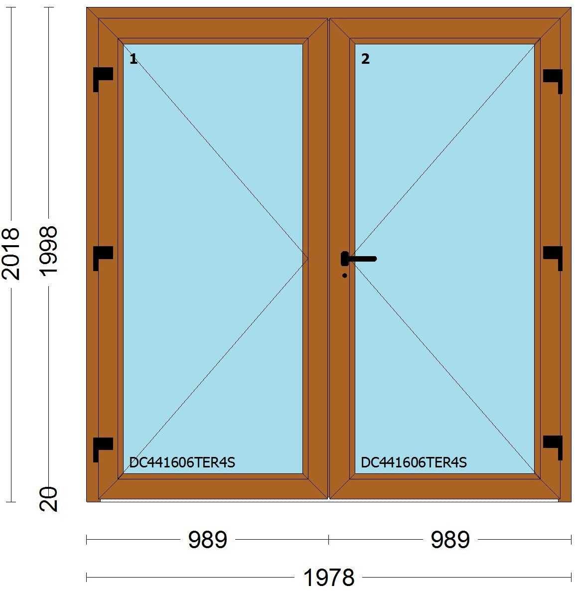 Porta de 2 folhas em PVC da SCHUCO com fechadura-NOVA