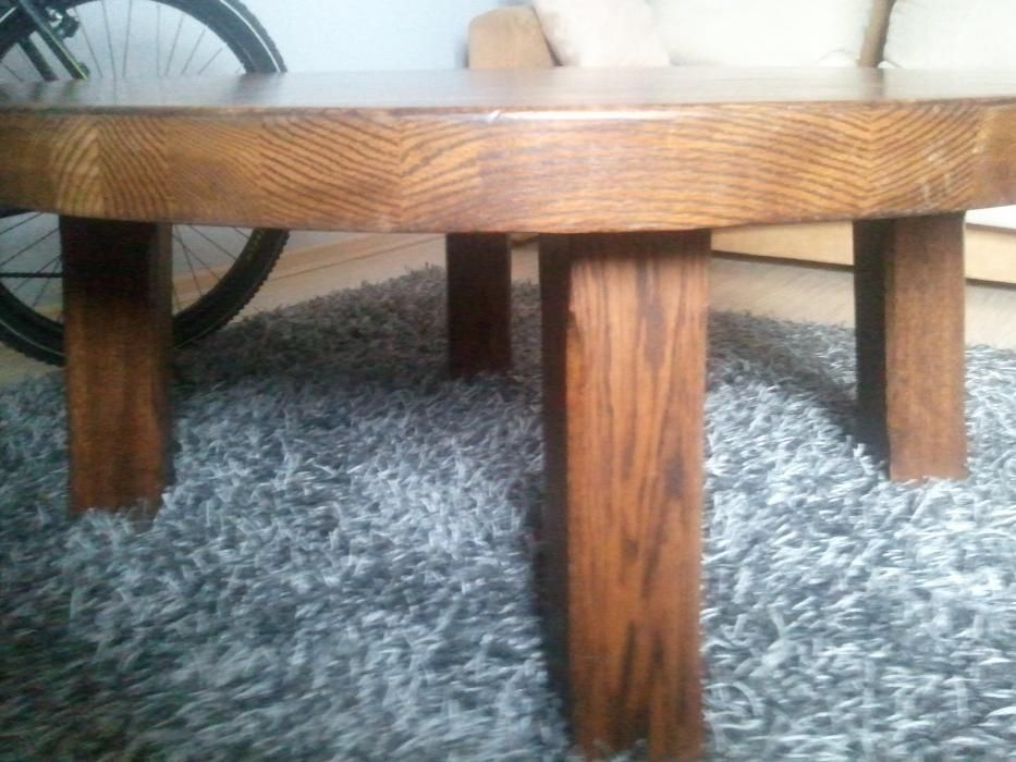 Stolik drewniany dębowy okrągły 115 cm/ 48 cm stół lite drewno dąb