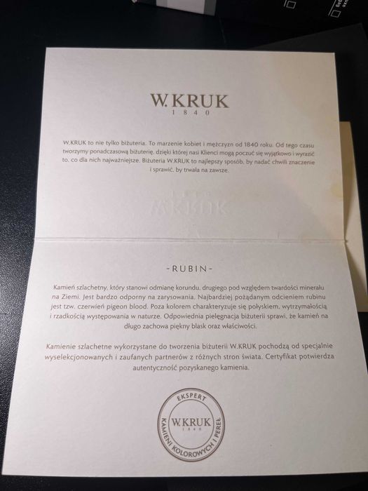 Elegancki Złoty Pierścionek z Rubinem i diamentami W.KRUK