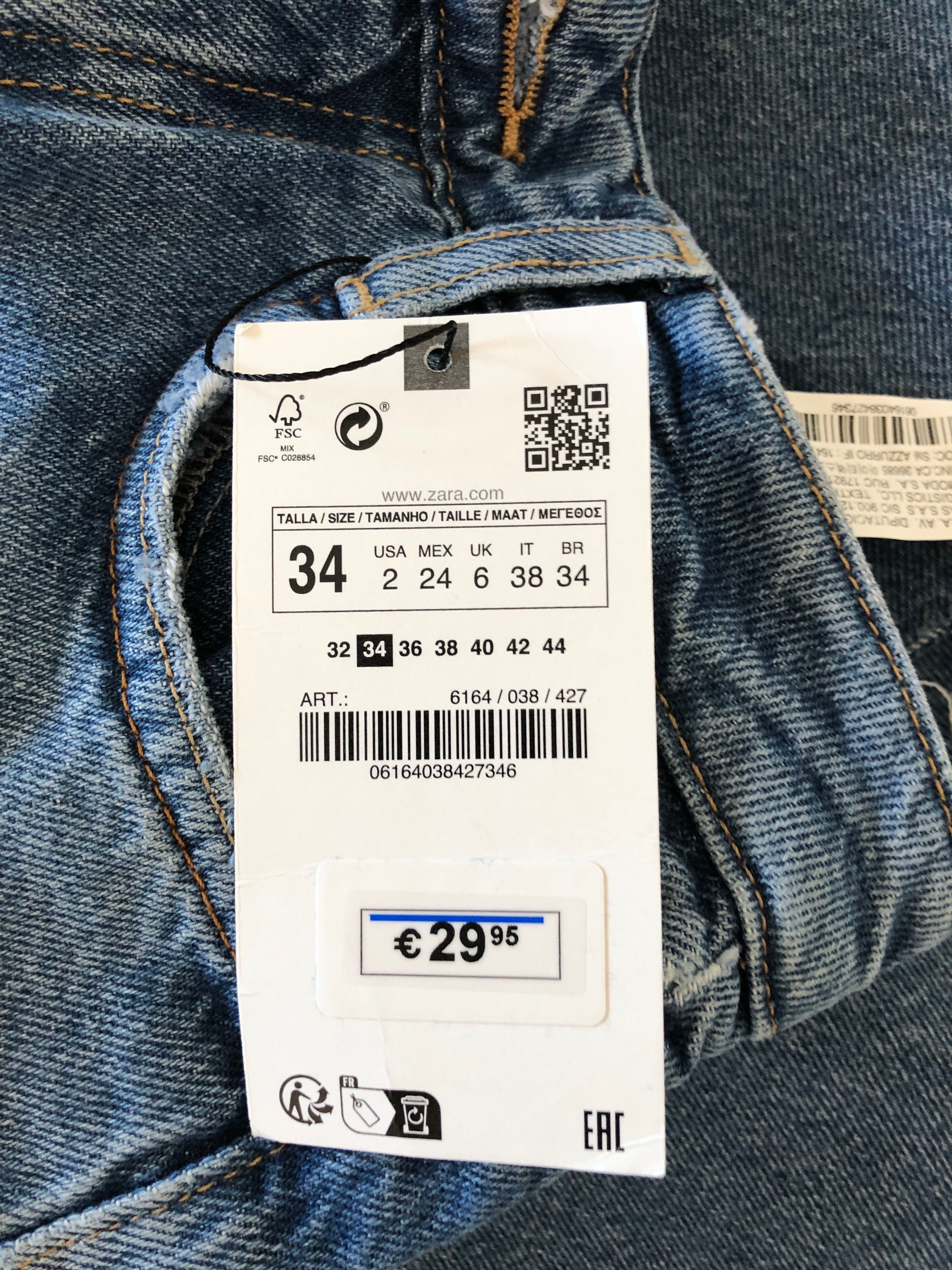 Jeans Zara nowe 34