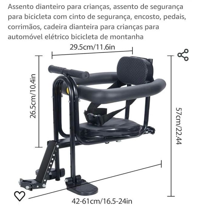 Assento de bicicleta para criança