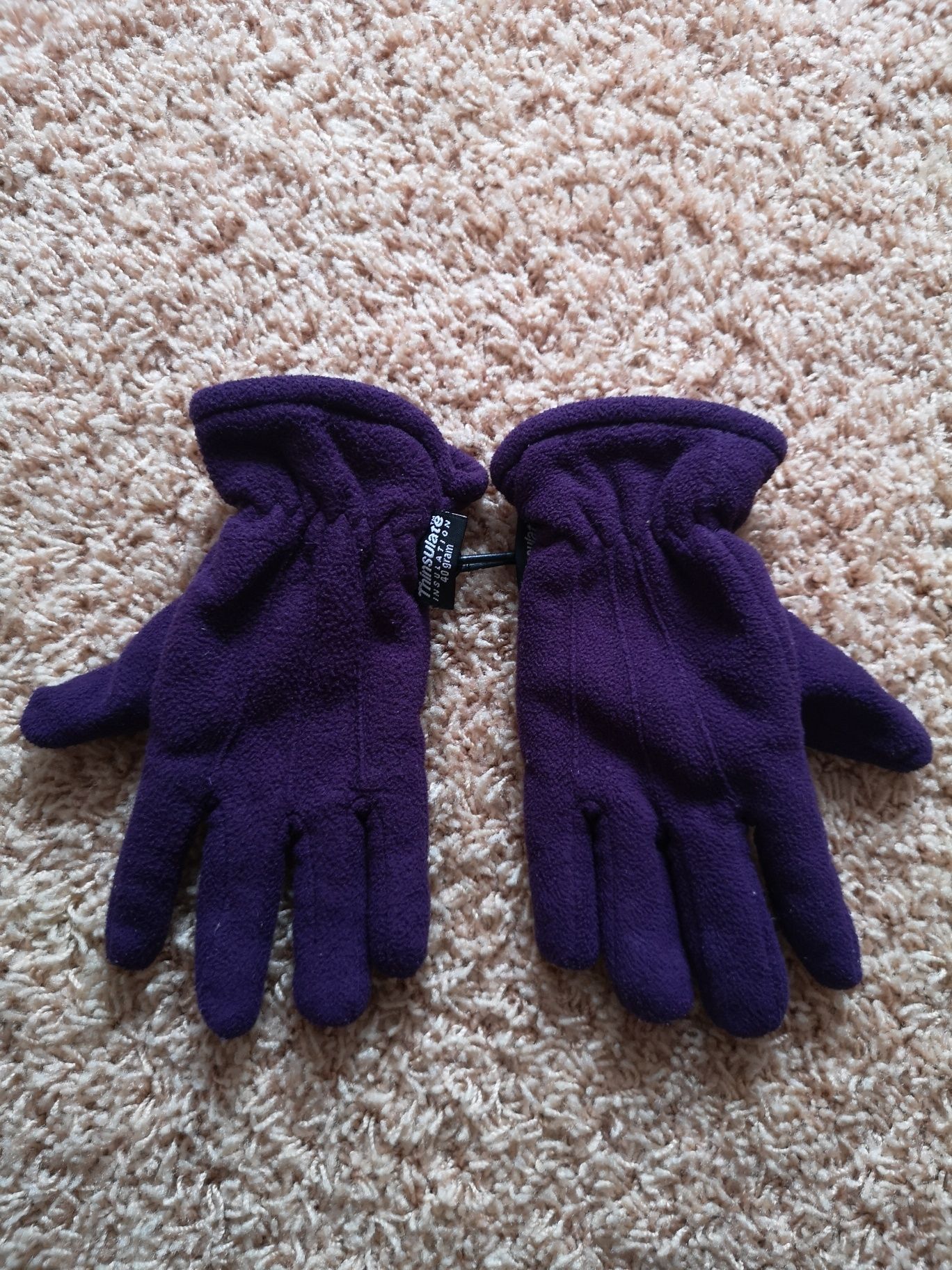 Ciepłe grube rękawiczki damskie fioletowe