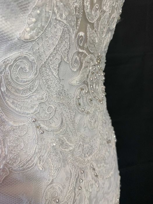 Nowa zjawiskowa suknia ślubna Rybka syrenka 38 M plecy Koronka tanio