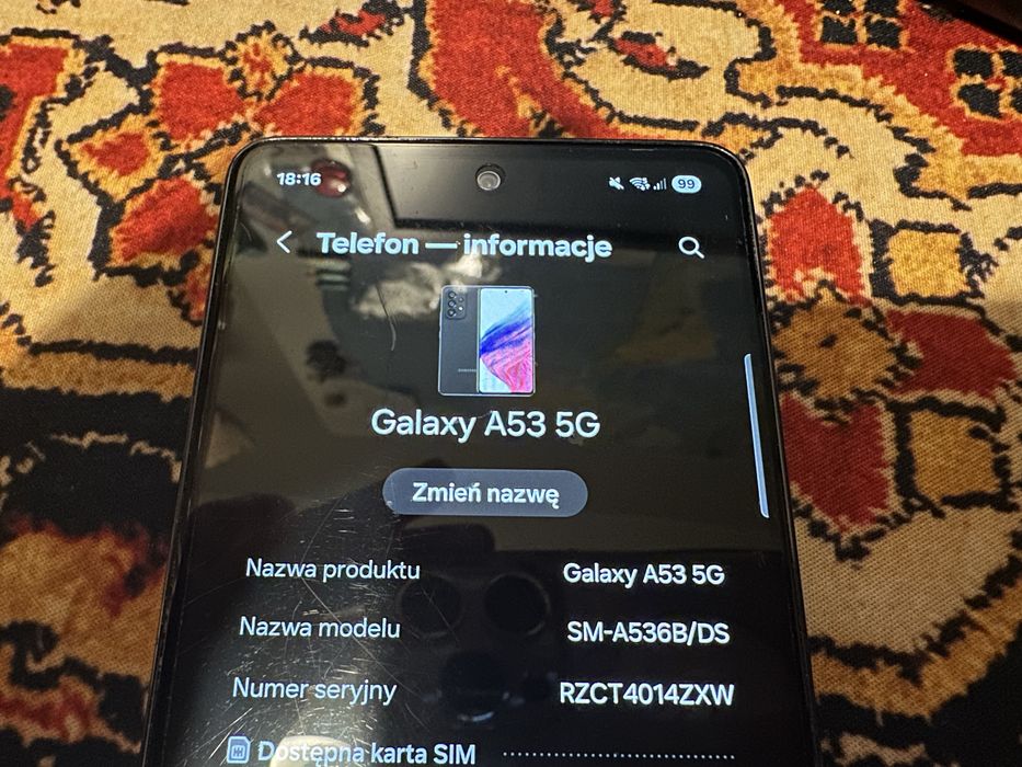 Samsung A53 8gb ram i 256gb pamięci