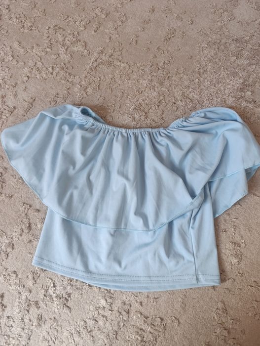 Bluzka Crop top hiszpanka odkryte ramiona falbanką letnia xs s