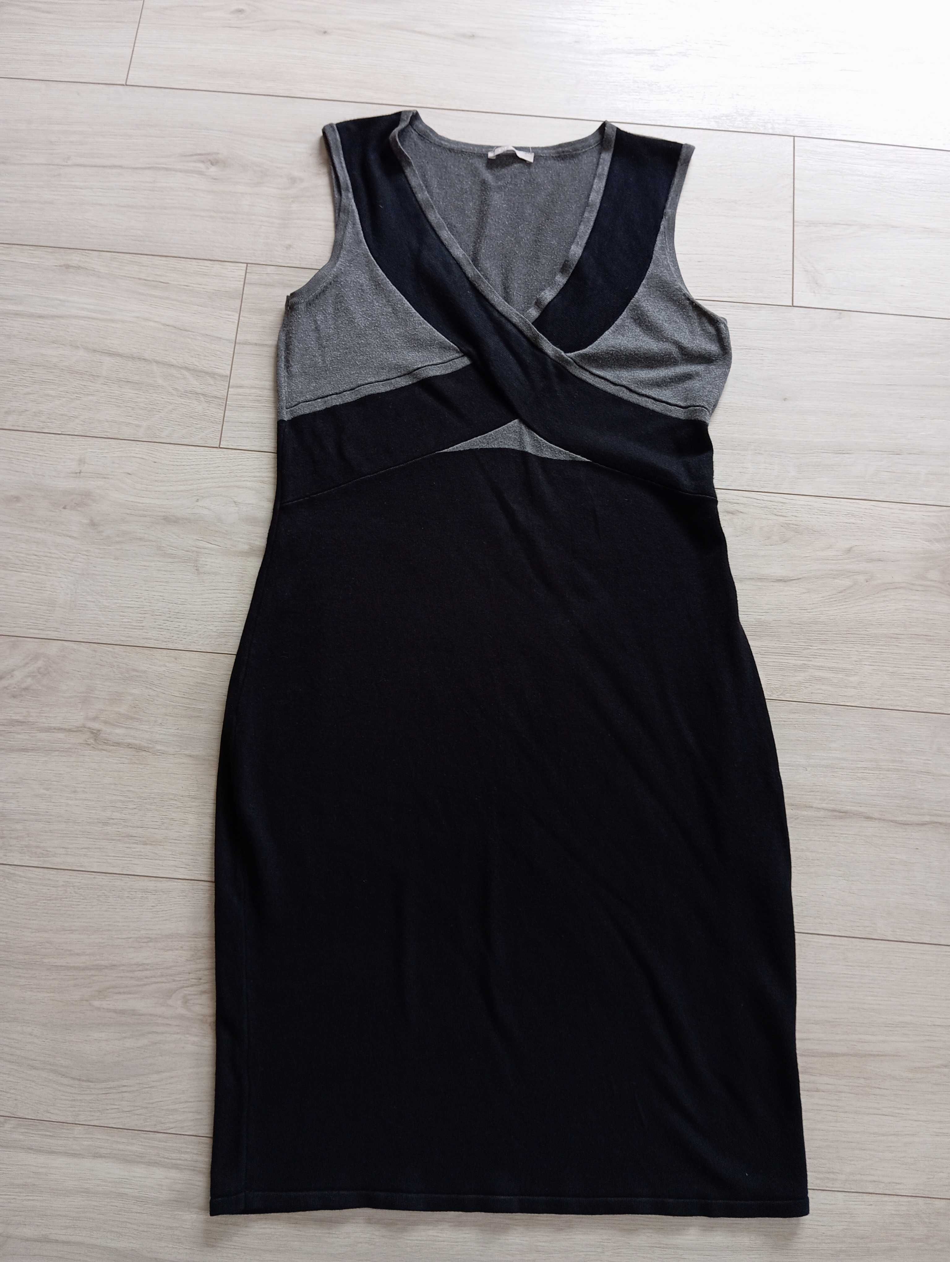 Sukienka Orsay z dzianiny XL czarna szara 42