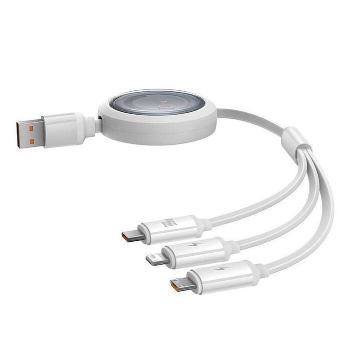 Kabel Baseus Free2Draw 3w1 100W USB-C Lightning Micro USB Biały