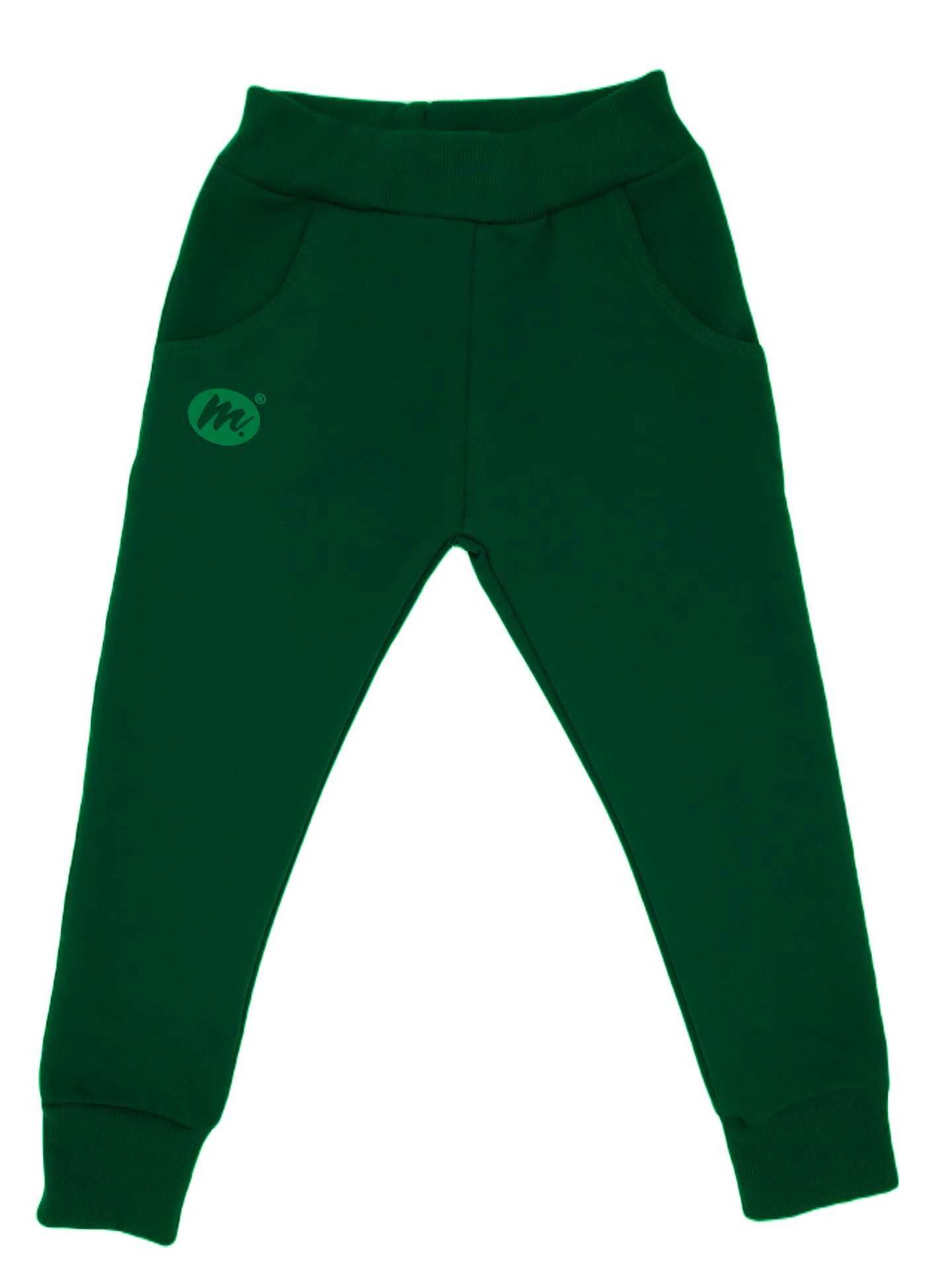 Spodnie dresowe zielone butelkowe  104 bawełna slim MROFI