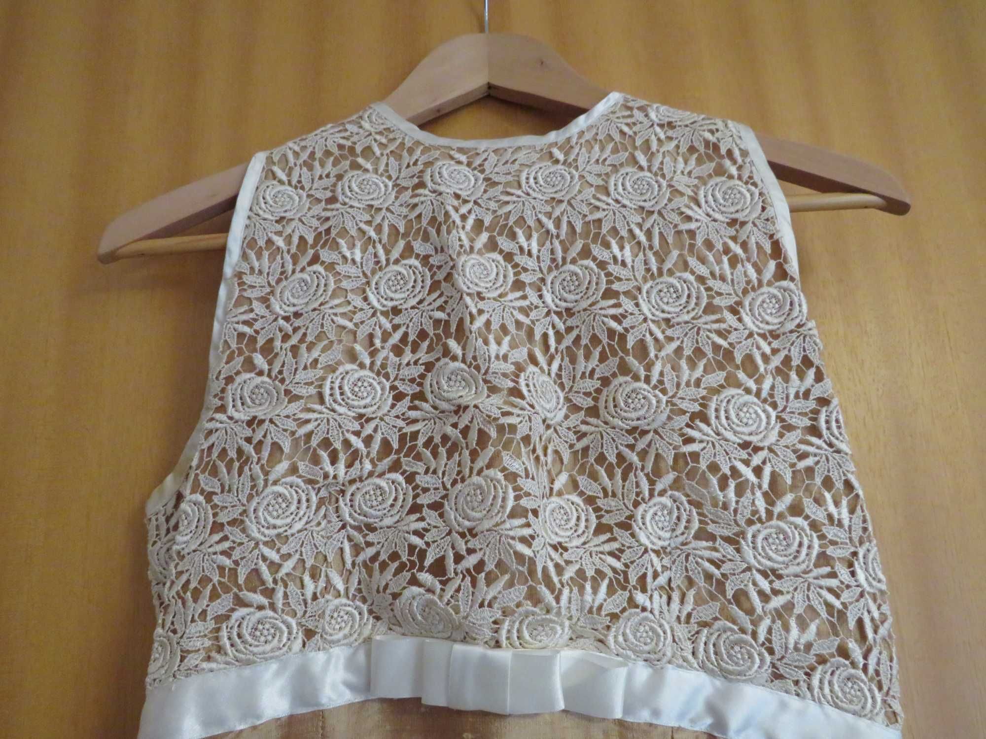 Vestido de festa - Vestido em Seda selvagem e renda guipur