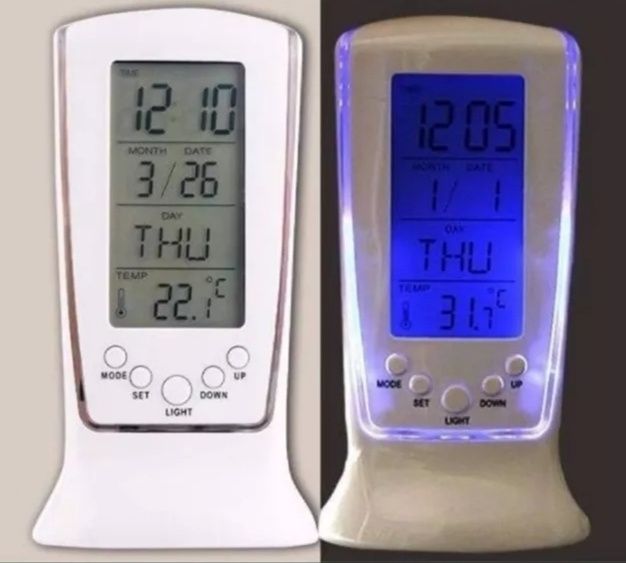Новые электронные часы с будильником, календарем, подсветкой и термоме