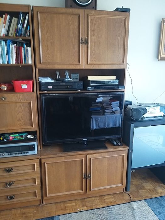 Meblościanka lata 80 okleina dębowa, PRL