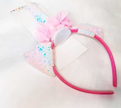 Opaska Dziewczynka Jednorożec Różowa Srebrna Brokatowa Rozmiar Uni.