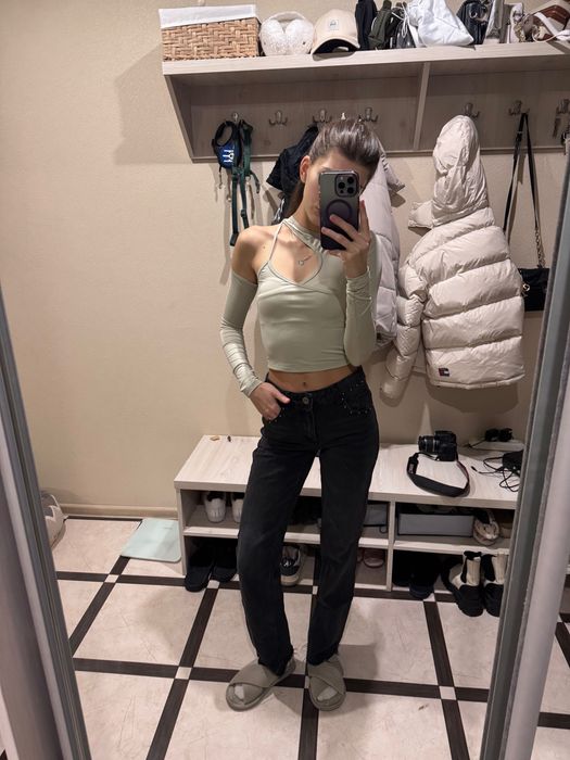 Прямі джинси графітні