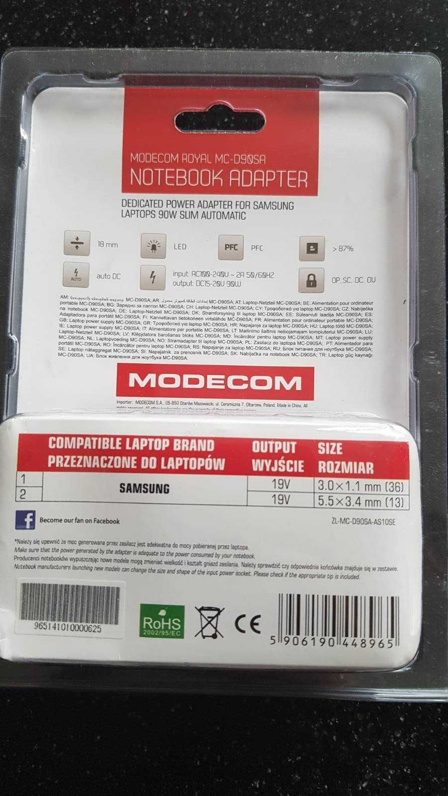 Zasilacz do laptopów SAMSUNG Modecom ROYAL MC-D90SA slim