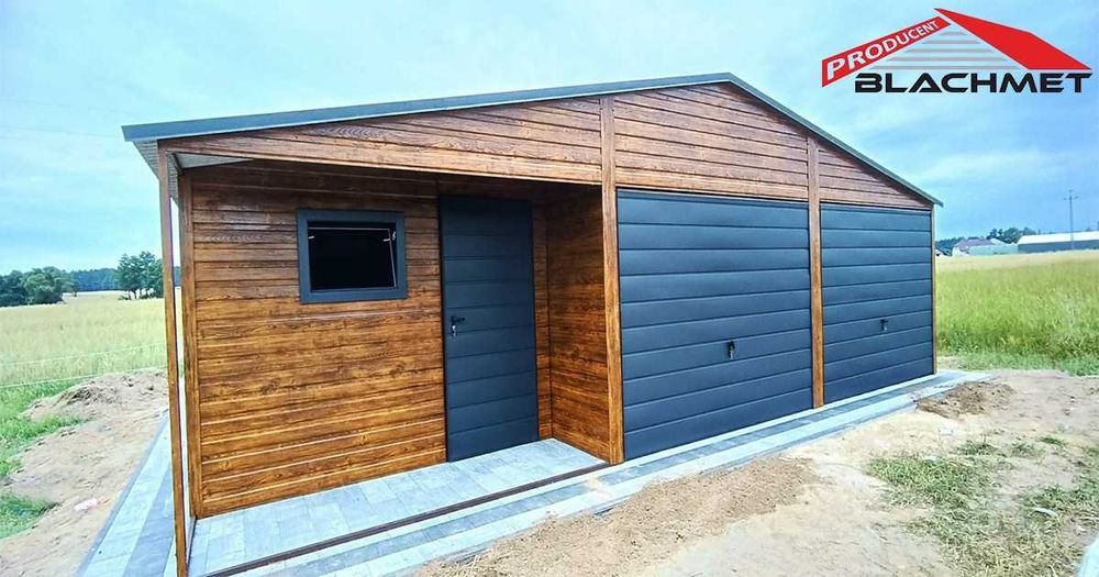 Garaż Blaszany Drewnopodobny 9x6 hala wiata 8x6 7x7 6x6 10x6 10x7 4x6