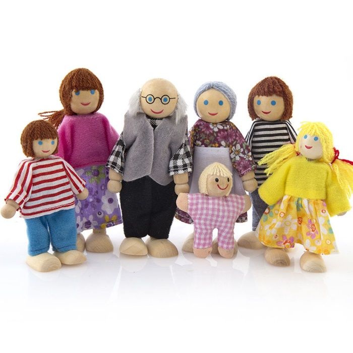 Família em madeira para casa de bonecas (jogo de faz-de-conta) novo
