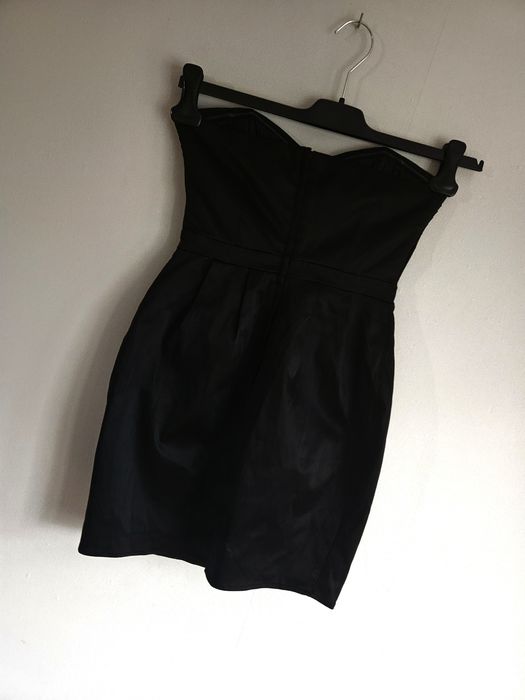 Sukienka mała czarna H&M xs s satynowa bawełna