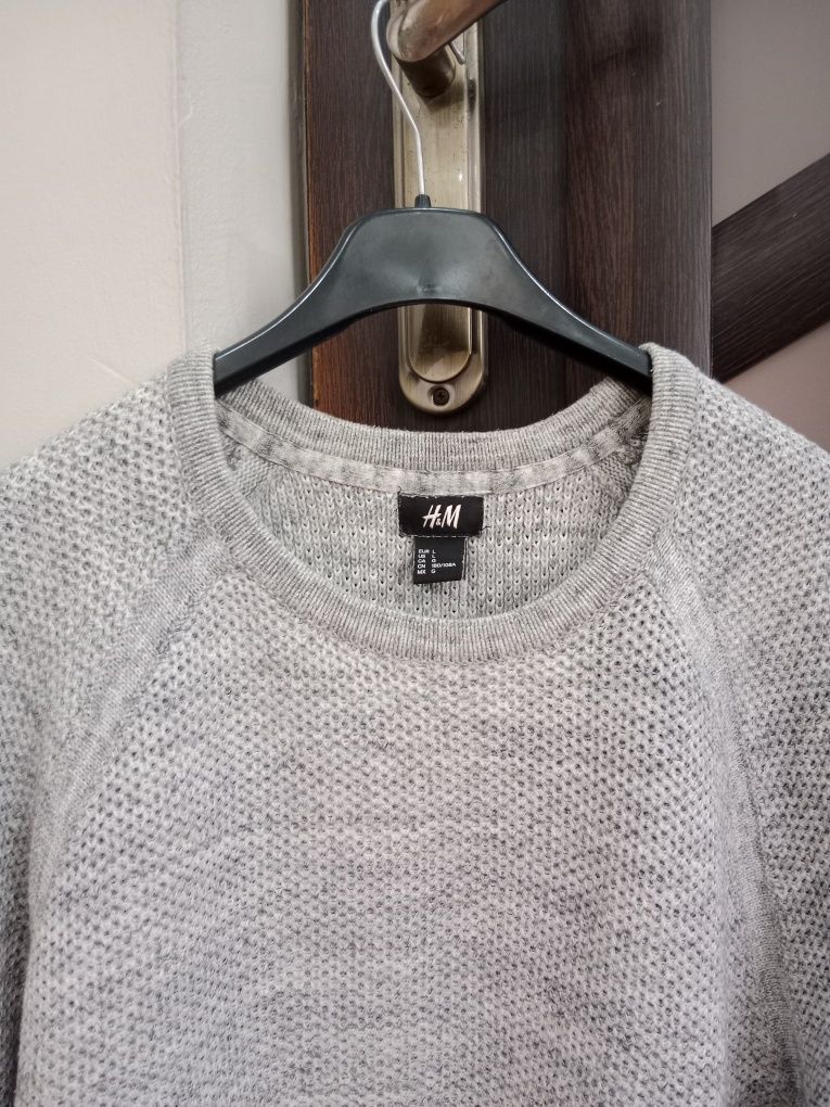 Szary gładki sweter męski h&m L