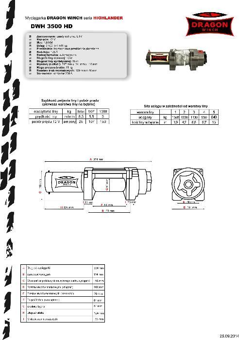 Wyciągarka, wciągarka DRAGON WINCH HIGHLANDER 3500lb 1,6T/3,2T 12V