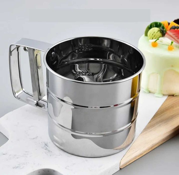 Кружка-сито з нержавіючої сталі для просіювання борошна