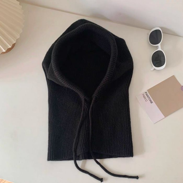 Жіночий теплий капор / шапка-капюшон / вʼязана шапка балаклава