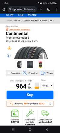 NOWE Continental PremiumContact 6 225/45/R19