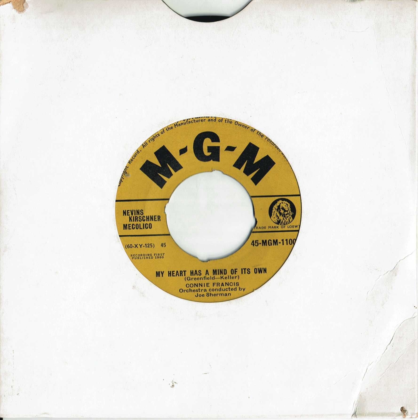 Connie Francis – My Heart Has A Mind Of Its Own - 45 rpm  - UK - 1960